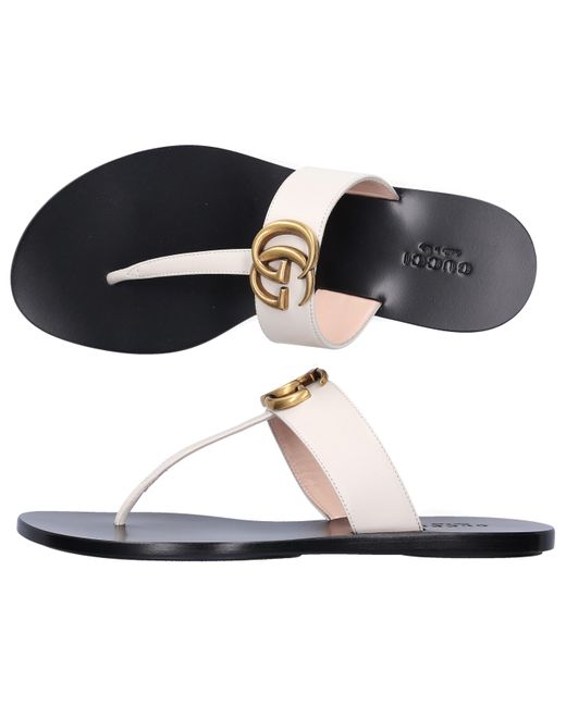gucci leather thong sandal with double g