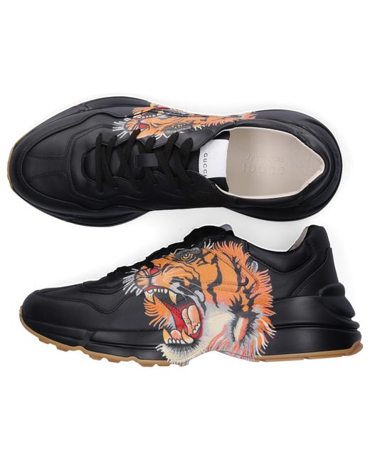 gucci rhyton leather sneaker with tiger