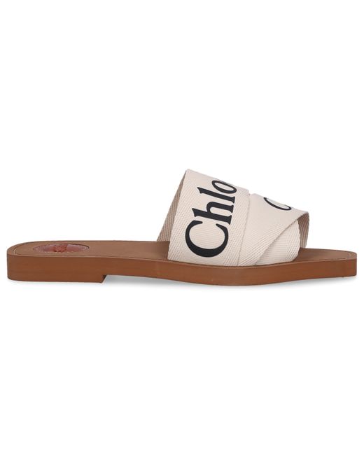 chloé canvas logo sandals