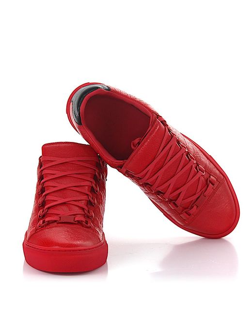 Arena leather high trainers Balenciaga Red size 45 EU in Leather  32222129