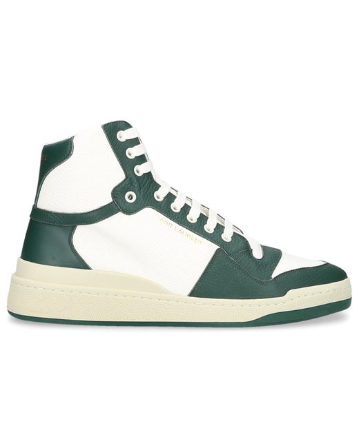 Saint Laurent High-top Sneakers Sl24 Mid Calfskin in White,Green (Blue ...