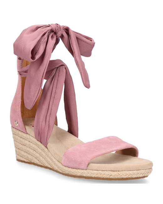 UGG Wedge Sandals Trina Suede Textile Rose in Pink - Lyst