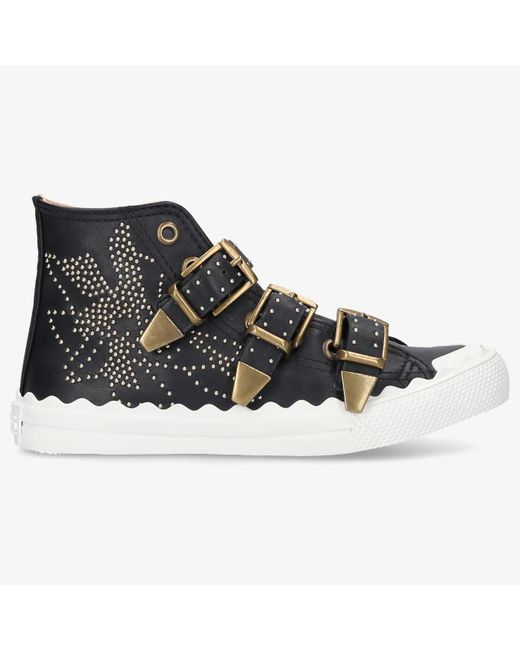 Chloé Schuhe Sneaker SUSANNA High Leder schwarz Nieten gold Floral in  Schwarz | Lyst DE