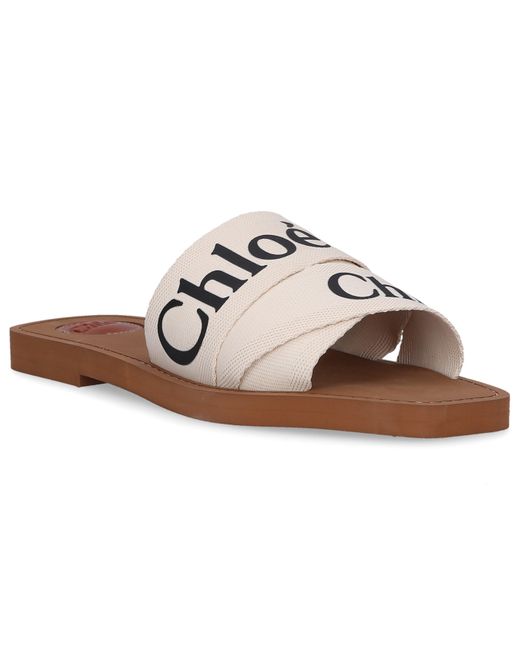 chloé canvas logo sandals