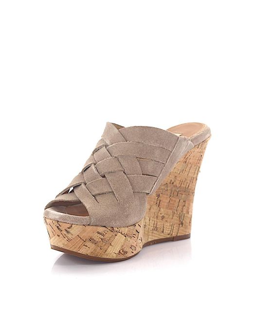 Ugg Wedge Sandals Marta Plateau Suede Taupe in Brown | Lyst