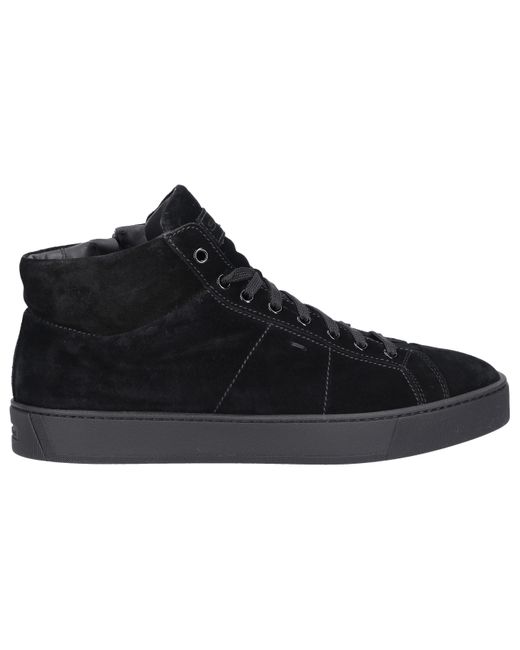 Santoni Suede High-top Sneakers 20851 Black for Men - Lyst