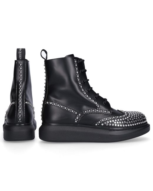 Alexander McQueen Leather Hybrid Stud-embellished Boots in Black - Save 49%  - Lyst