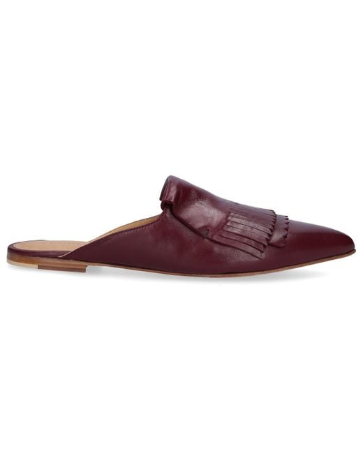 Pomme D'or Leather Slip On Shoes Sabot in Red - Lyst