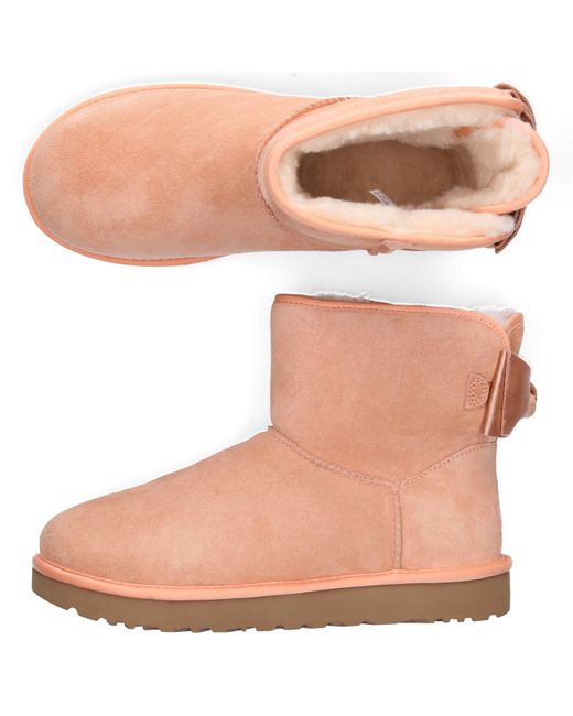UGG Ankle Boots Satin Bow Suede Ribbon Rose in Pink - Save 58% | Lyst