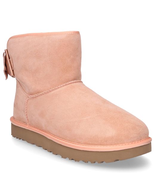 UGG Ankle Boots Satin Bow Suede Ribbon Rose in Pink | Lyst