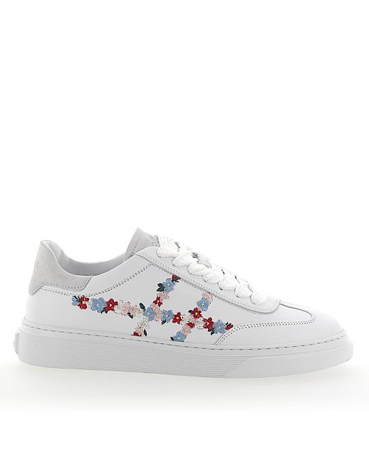 Hogan Schuhe Sneaker H365 Leder weiss Blumen Stickerei in Weiß | Lyst DE