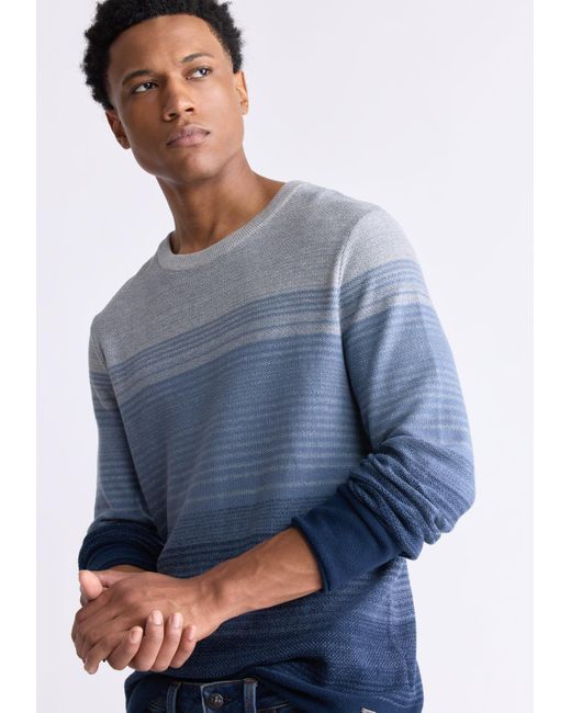 Buffalo David Bitton Blue Buffalo Jeans Waldy Gradient Striped Knit Pullover for men