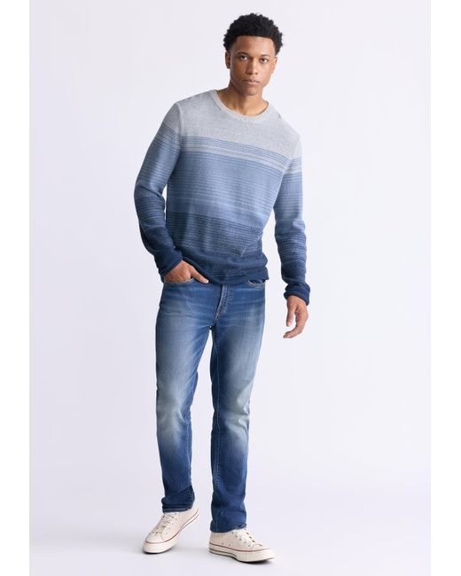 Buffalo David Bitton Blue Buffalo Jeans Waldy Gradient Striped Knit Pullover for men