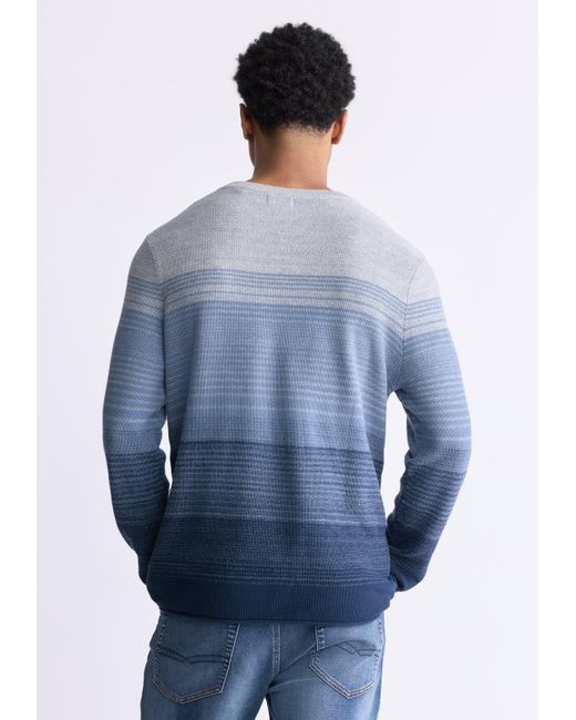 Buffalo David Bitton Blue Buffalo Jeans Waldy Gradient Striped Knit Pullover for men