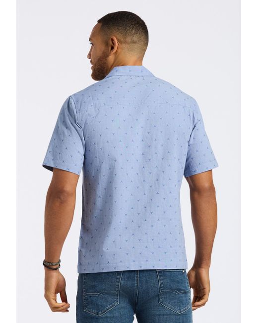 Buffalo David Bitton Blue Buffalo Jeans Salaman Short-Sleeve Patterned Shirt With Chest Pockets for men