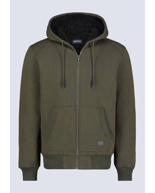 Buffalo David Bitton Green Buffalo Jeans Fasox Zip-Up Hooded Jacket With Sherpa Lining for men