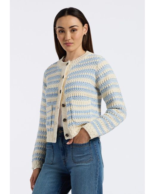 Buffalo David Bitton White Buffalo Jeans Amaranth Striped Open Knit Cardigan