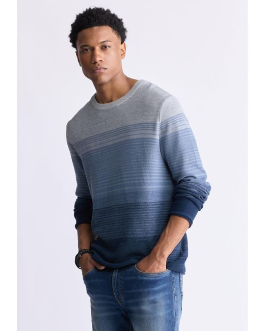 Buffalo David Bitton Blue Buffalo Jeans Waldy Gradient Striped Knit Pullover for men