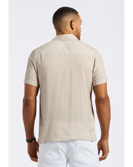 Buffalo David Bitton Natural Buffalo Jeans Sirilo Short Sleeve Fitted Shirt With Geometric Print for men
