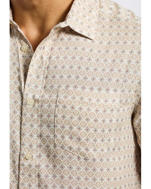 Buffalo David Bitton Natural Buffalo Jeans Sirilo Short Sleeve Fitted Shirt With Geometric Print for men