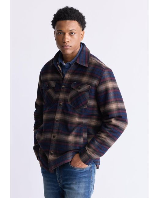 Buffalo David Bitton Blue Buffalo Jeans Jalika Plaid Shacket With Sherpa Lining for men