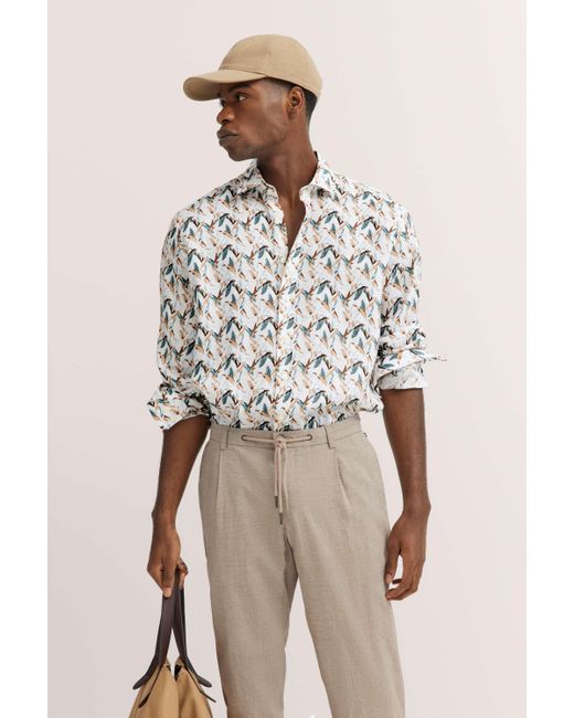 Bugatti Hemd Mit Print in Natural für Herren