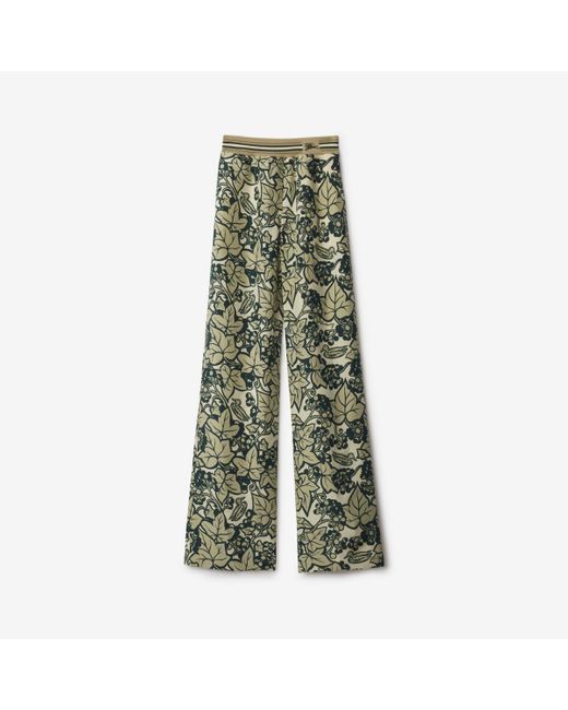 Burberry Green Ivy Silk Trousers