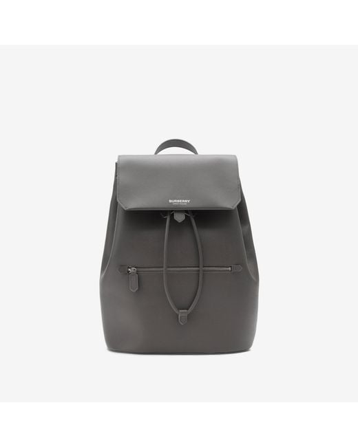 Burberry Gray Leather Backpack for men