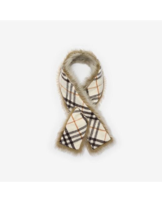 Burberry Natural Reversible Shearling Scarf