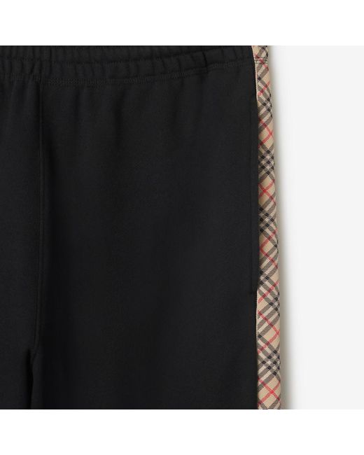 Burberry Black Check Trim Cotton Jogging Pants for men