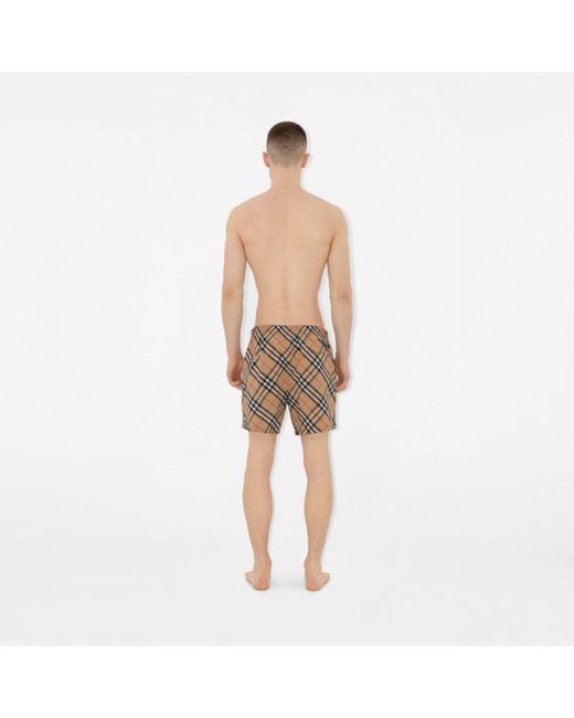 Burberry White Check Swim Shorts for men