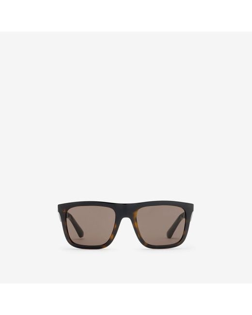 Burberry Black Embossed Check Square Sunglasses for men