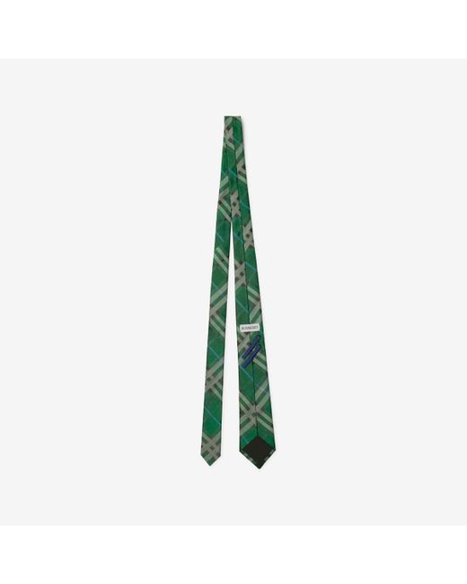 Burberry Green Check Silk Tie for men