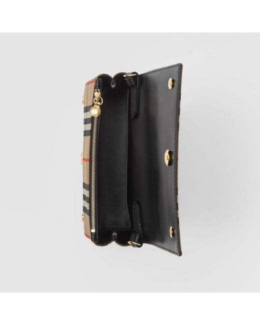 small vintage check and leather crossbody bag