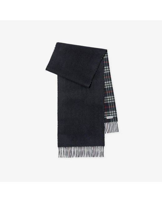 Burberry Black Reversible Check Cashmere Scarf