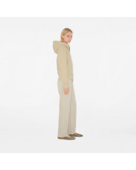 Burberry Natural Check Label Cotton Zip Hoodie