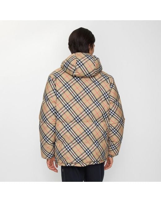 Reversible Check Hooded Puffer Jacket Burberry pour homme en coloris Black
