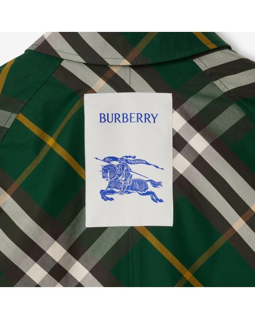 Burberry Green Mid-length Reversible Check Gabardine Car Coat for men