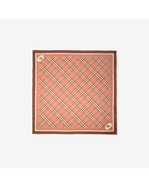Burberry Pink Check Knight Stamp Silk Scarf