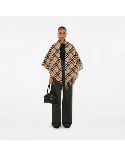 Burberry Metallic Check Wool Cashmere Cape