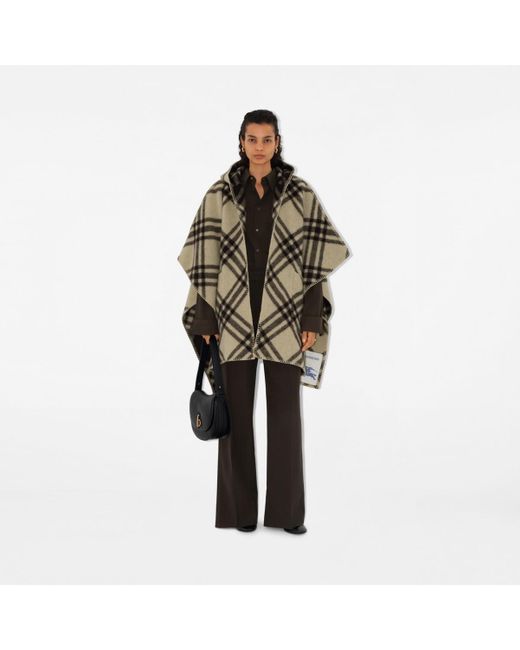 Burberry Black Reversible Check Wool Cape