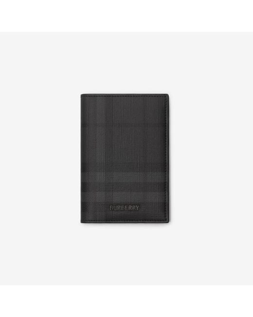 Burberry Black City Check Passport Holder for men