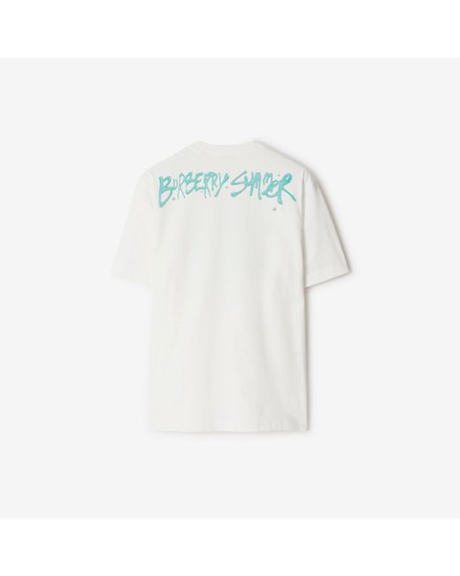 T-shirt en coton à imprimé grenouille Burberry pour homme en coloris White