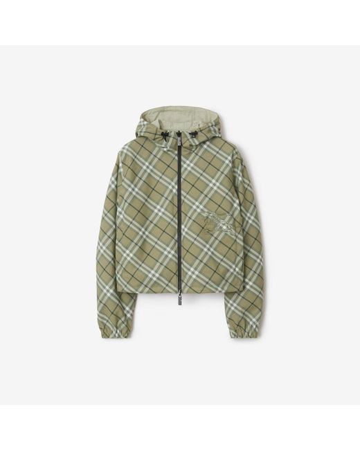Cropped Reversible Check Jacket Burberry en coloris Green