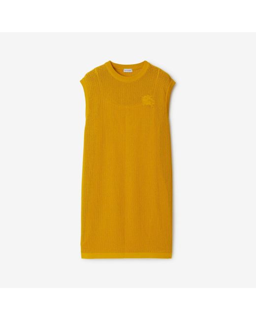 Burberry Yellow Cotton Mesh Dress