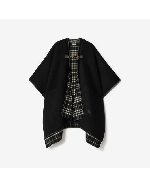 Check Cashmere Cape Burberry en coloris Black