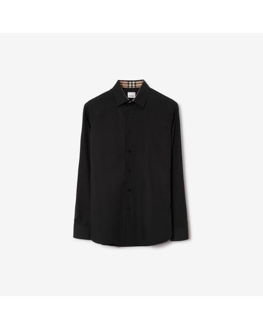 Burberry Black Slim Fit Stretch Cotton Shirt for men