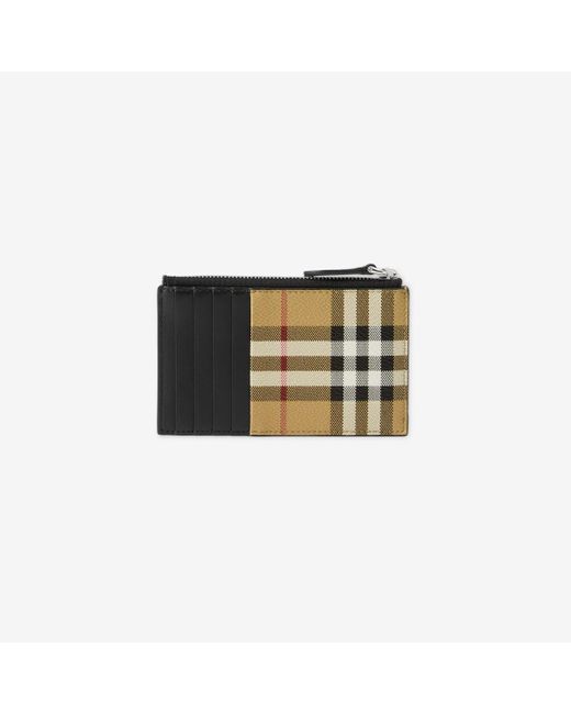 Burberry Green Check Zip Card Case for men