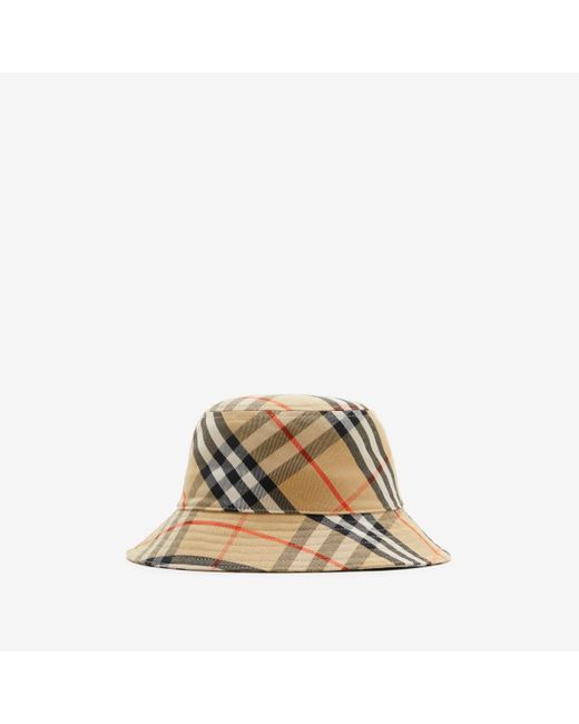 Burberry Natural Check Cotton Blend Bucket Hat for men