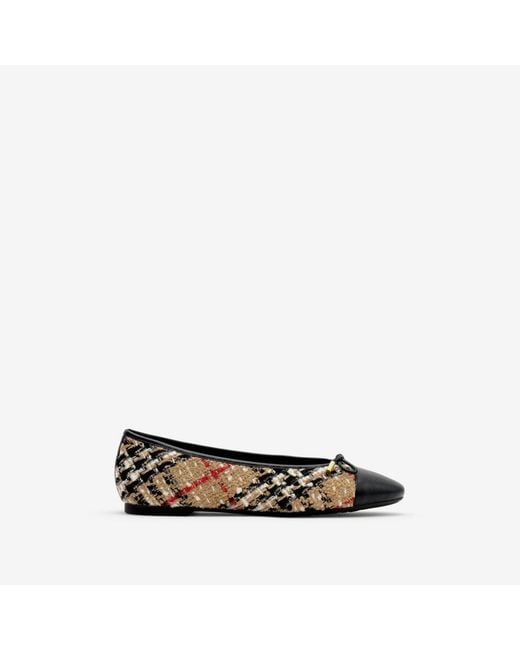 Burberry Multicolor Check Bouclé Highgate Ballerinas